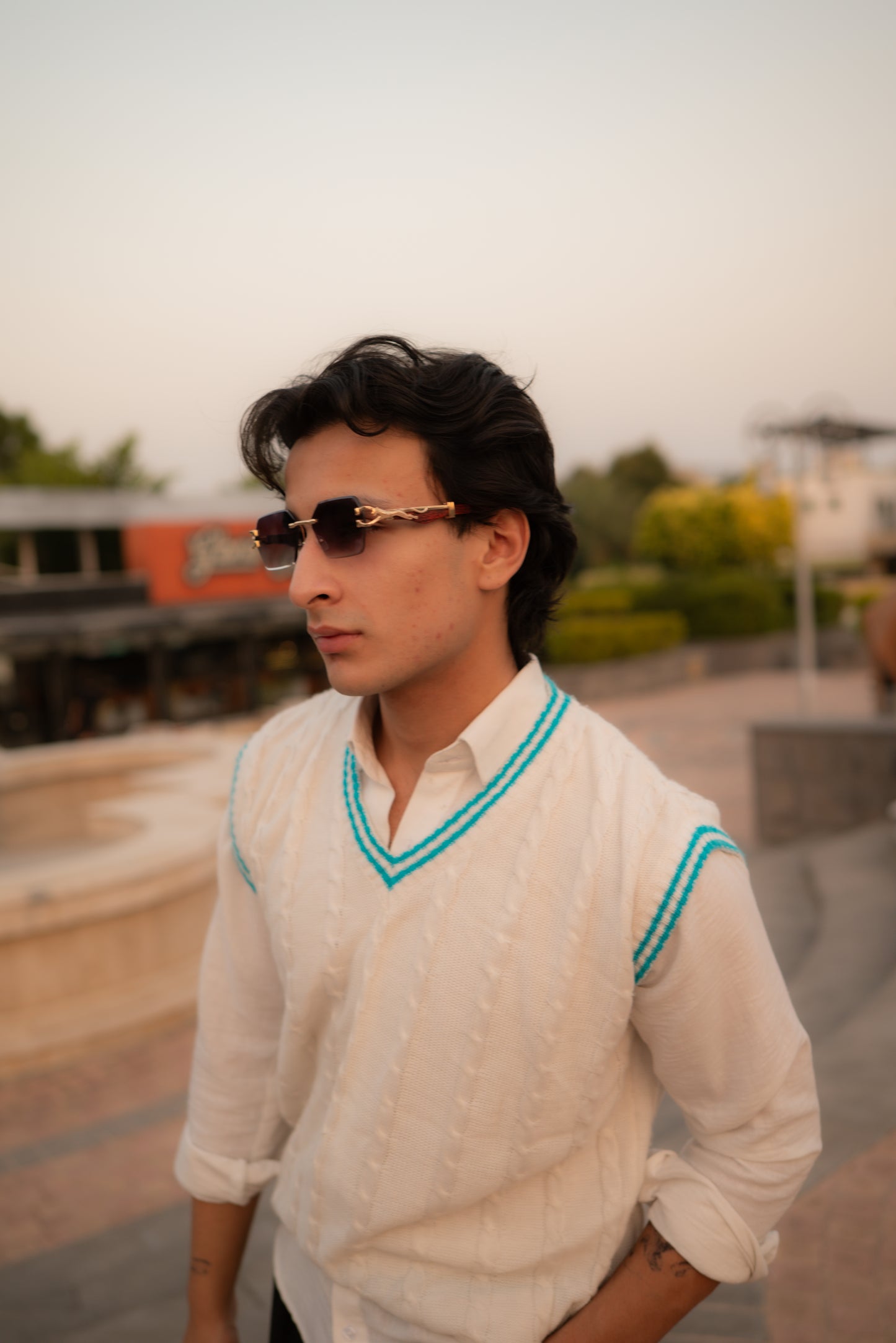 Rimless Brown Rectangular Sunglasses – UV400 | Premium Unisex Eyewear