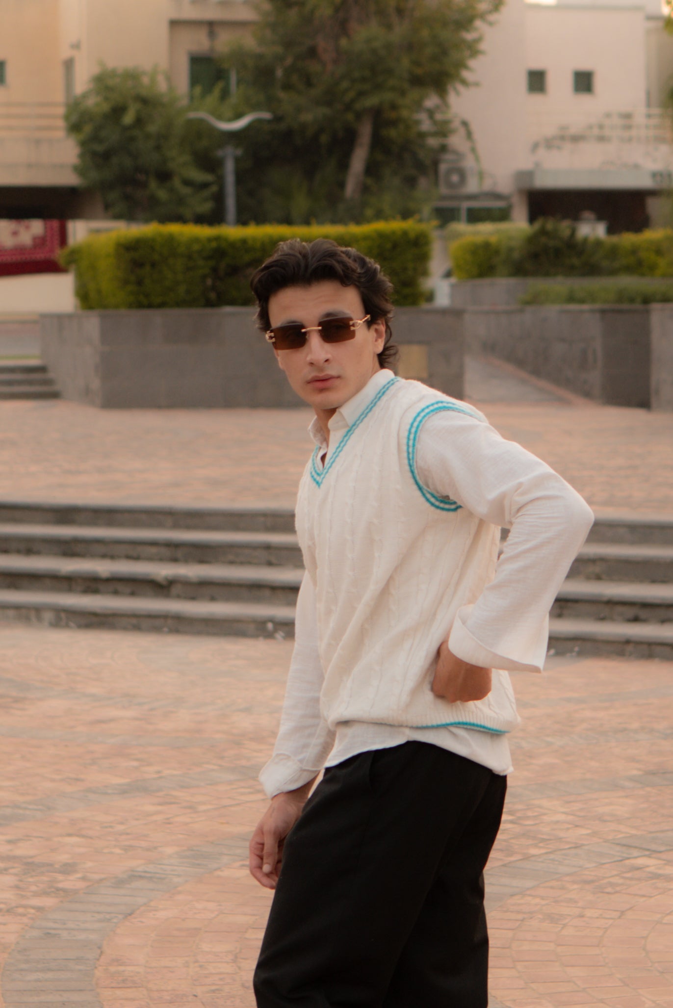 Rimless Brown Rectangular Sunglasses – UV400 | Premium Unisex Eyewear