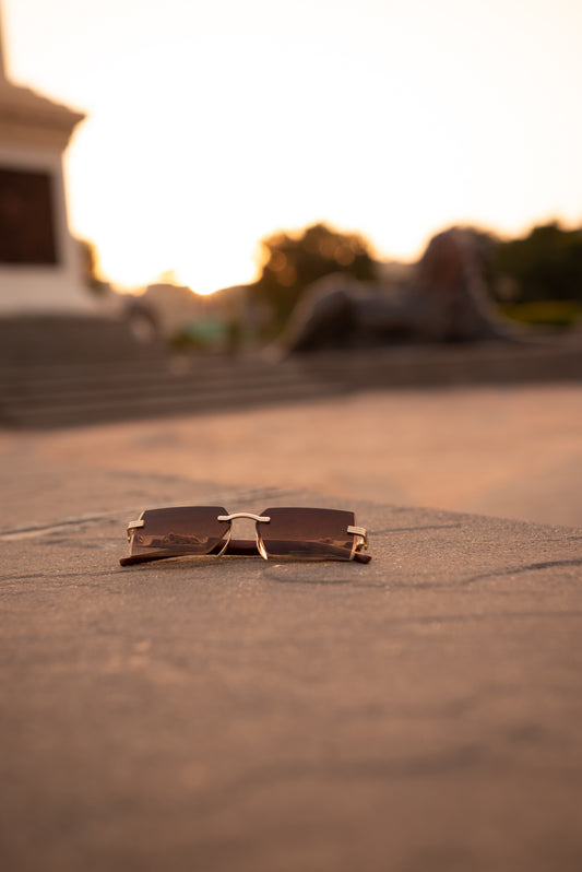Luxury Rimless Brown Gradient Sunglasses