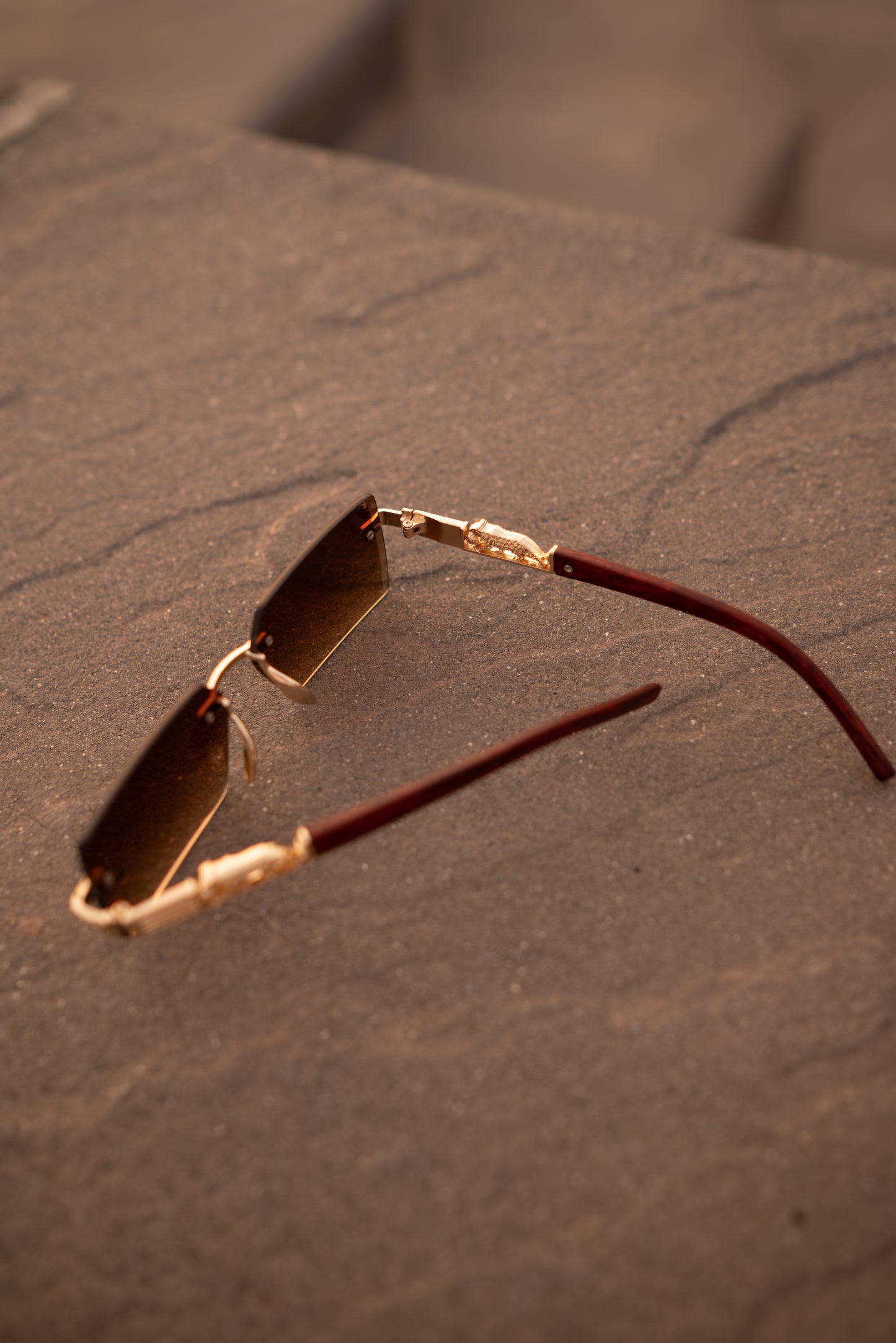 Luxury Rimless Brown Gradient Sunglasses