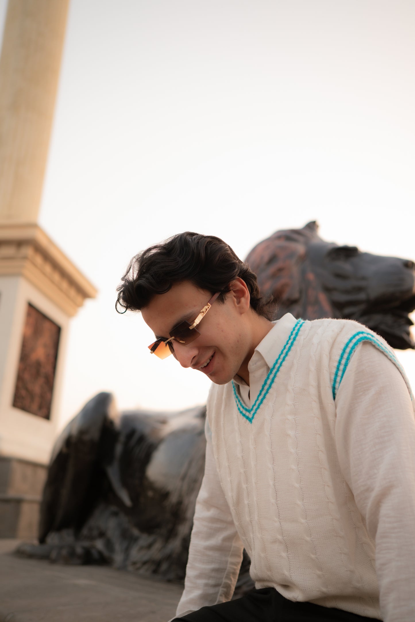 Luxury Rimless Brown Gradient Sunglasses