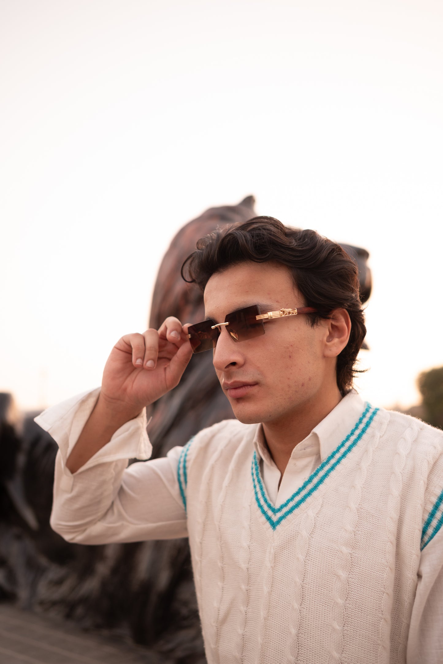 Luxury Rimless Brown Gradient Sunglasses